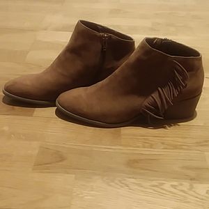 Universal Thread faux suede booties with fringe.